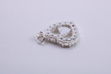 Love Heart Charm, Traditional Charm, Made from Solid 925 Grade Sterling Silver, Complete with Attachment Link