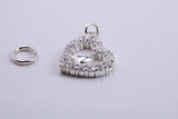 Love Heart Charm, Traditional Charm, Made from Solid 925 Grade Sterling Silver, Complete with Attachment Link