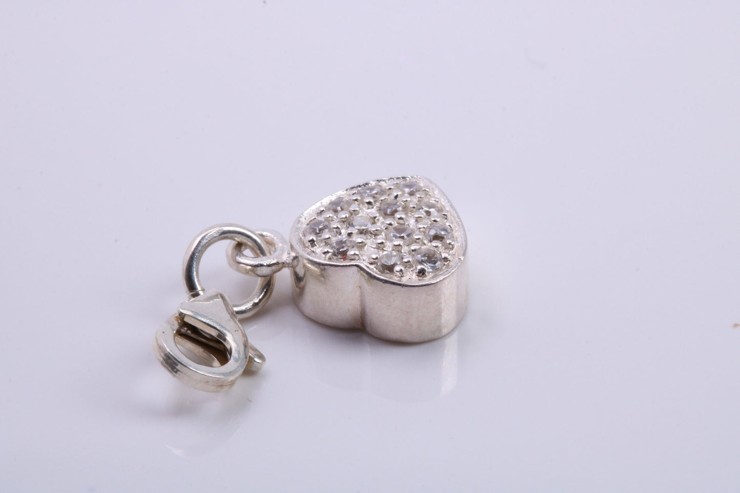 Love Heart Charm, Traditional Charm, Made from Solid 925 Grade Sterling Silver, Complete with Attachment Link