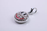 Happy Face Charm, Traditional Charm, Made from Solid 925 Grade Sterling Silver, Complete with Attachment Link