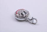 Happy Face Charm, Traditional Charm, Made from Solid 925 Grade Sterling Silver, Complete with Attachment Link