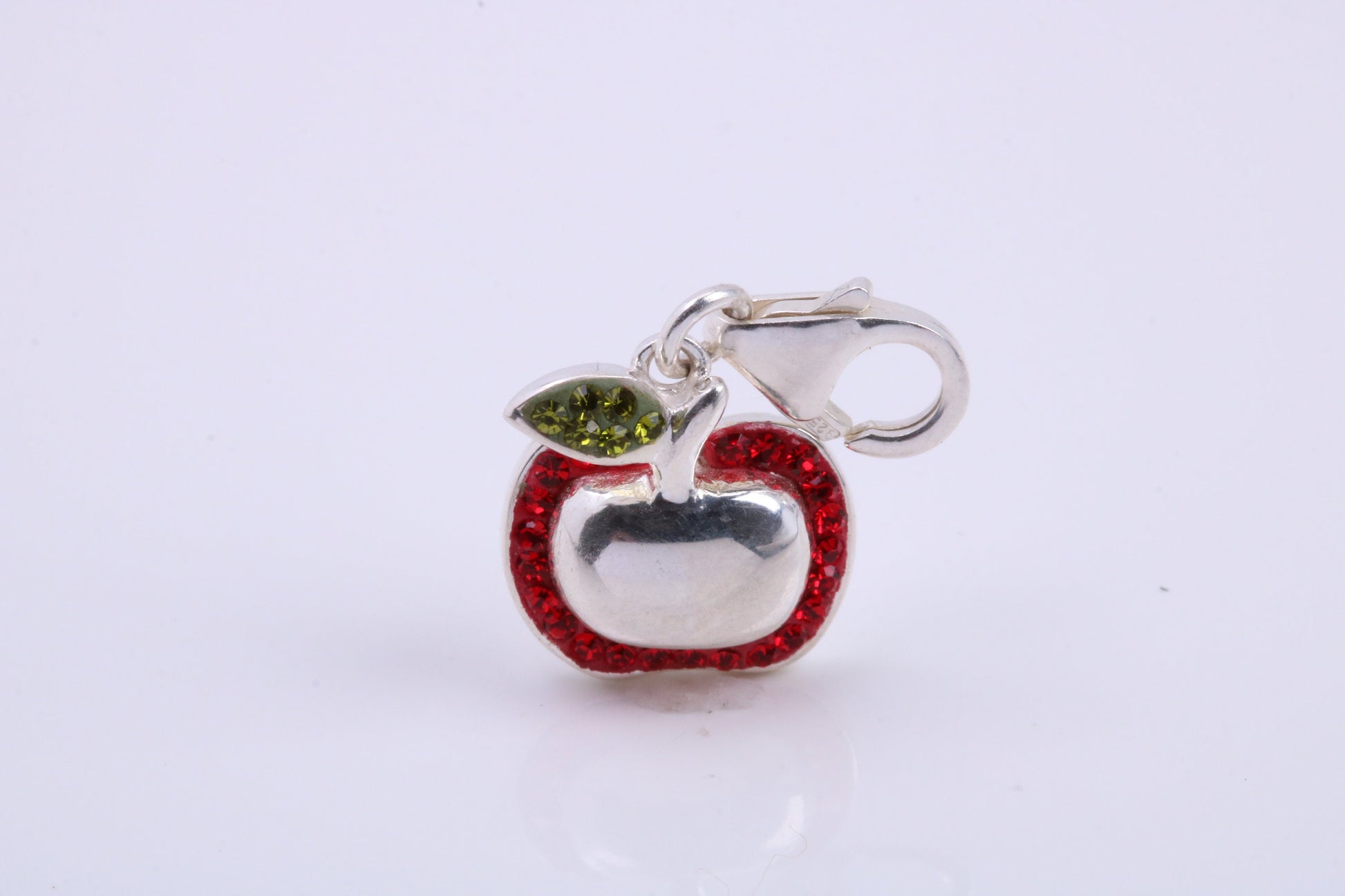 Apple Charm, Traditional Charm, Made from Solid 925 Grade Sterling Silver, Complete with Attachment Link