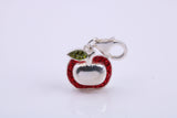 Apple Charm, Traditional Charm, Made from Solid 925 Grade Sterling Silver, Complete with Attachment Link