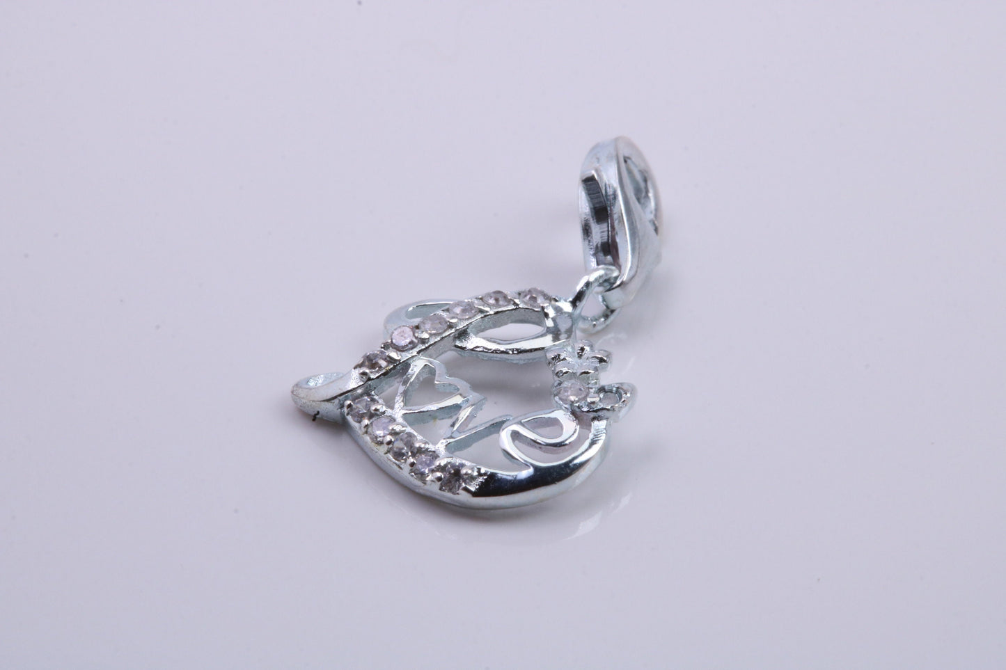 Love Heart Charm, Traditional Charm, Made from Solid 925 Grade Sterling Silver, Complete with Attachment Link