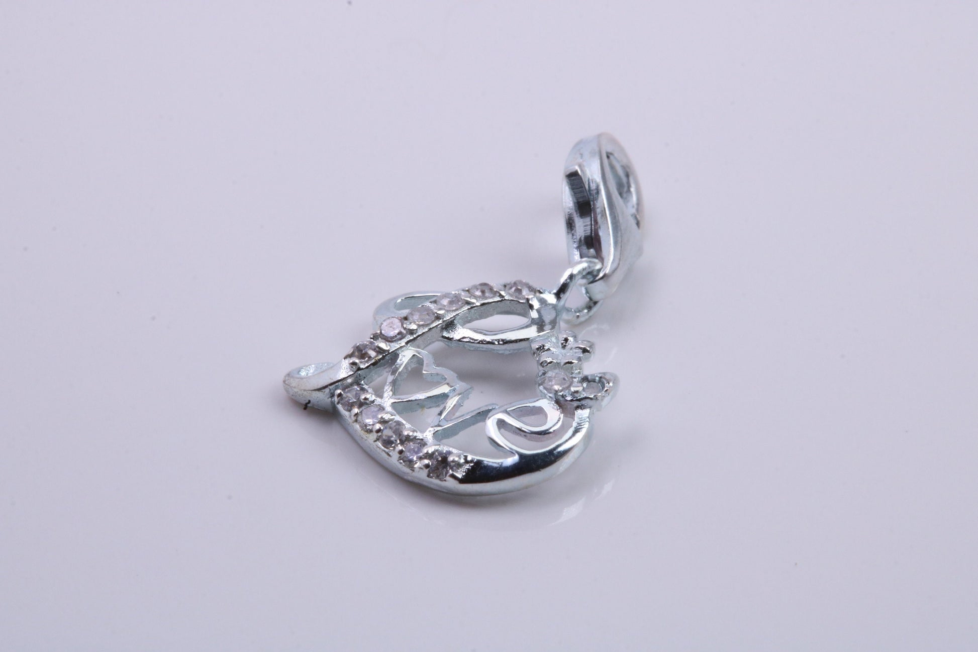 Love Heart Charm, Traditional Charm, Made from Solid 925 Grade Sterling Silver, Complete with Attachment Link