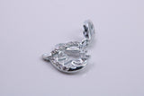 Love Heart Charm, Traditional Charm, Made from Solid 925 Grade Sterling Silver, Complete with Attachment Link