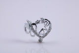 Love Heart Charm, Traditional Charm, Made from Solid 925 Grade Sterling Silver, Complete with Attachment Link