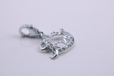 Love Heart Charm, Traditional Charm, Made from Solid 925 Grade Sterling Silver, Complete with Attachment Link