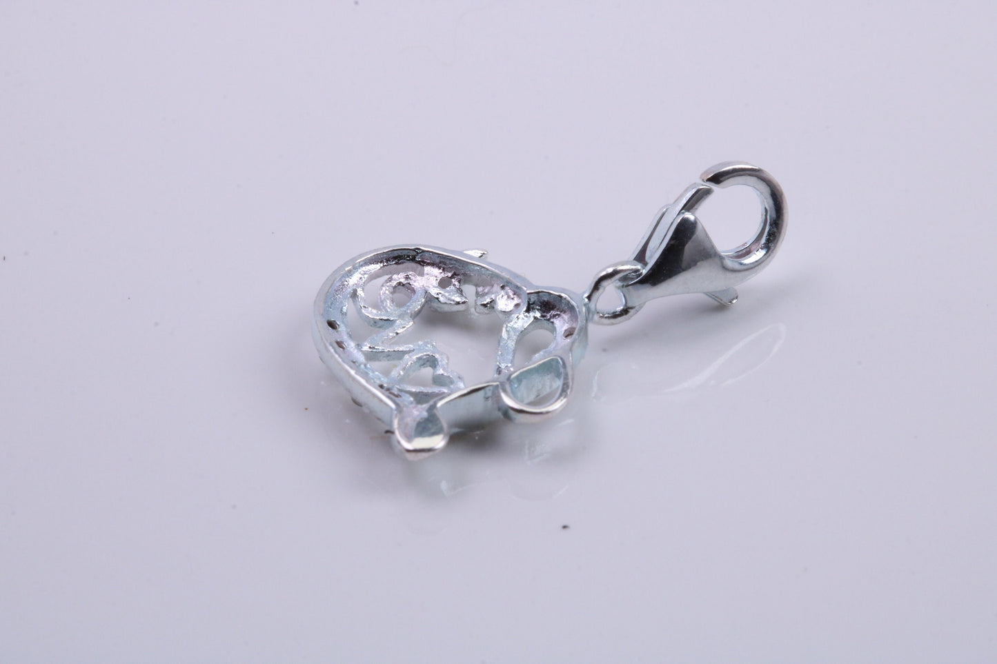 Love Heart Charm, Traditional Charm, Made from Solid 925 Grade Sterling Silver, Complete with Attachment Link