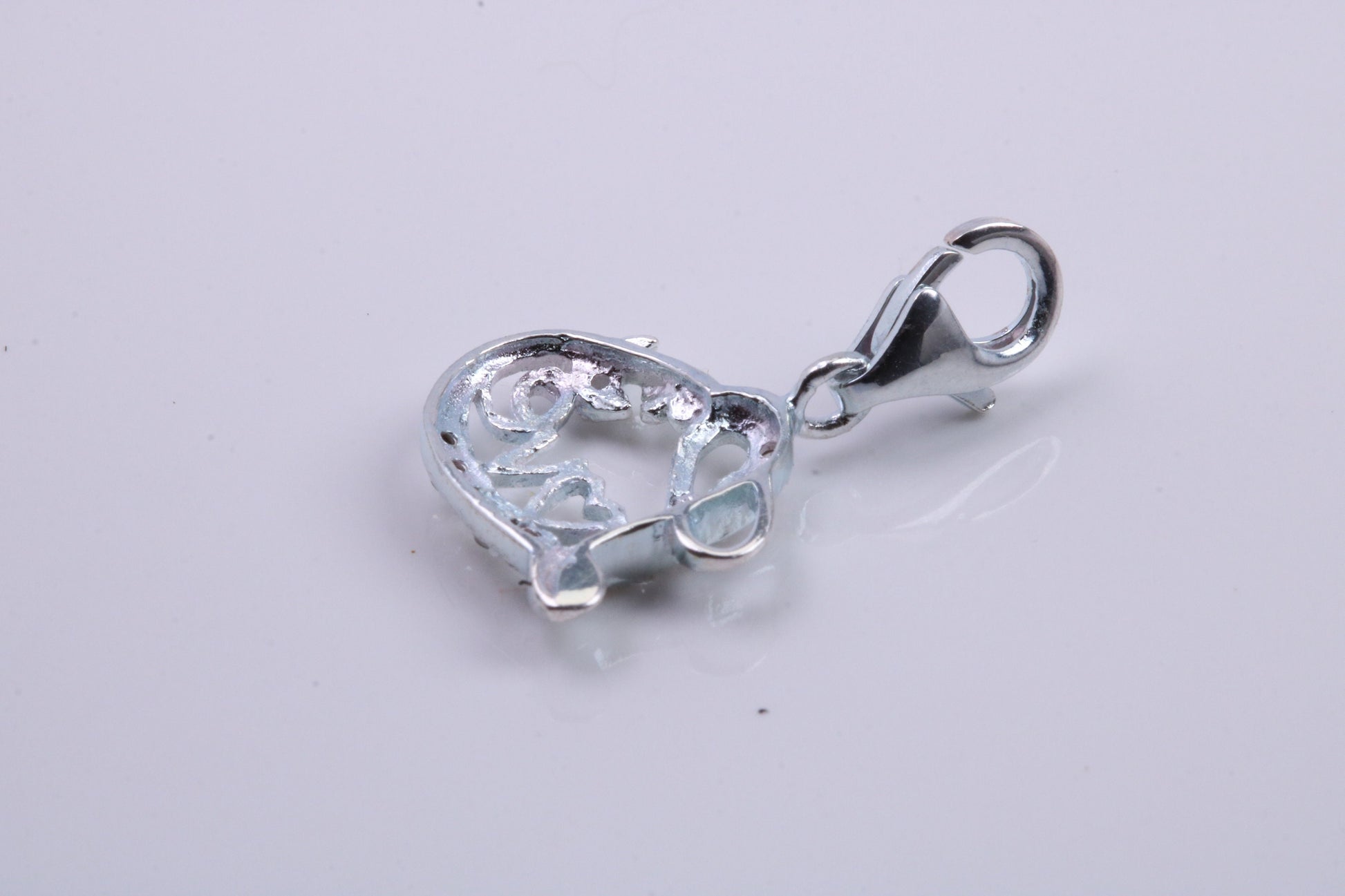 Love Heart Charm, Traditional Charm, Made from Solid 925 Grade Sterling Silver, Complete with Attachment Link