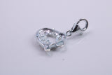 Love Heart Charm, Traditional Charm, Made from Solid 925 Grade Sterling Silver, Complete with Attachment Link