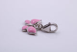 Pink Butterfly Charm, Traditional Charm, Made from Solid 925 Grade Sterling Silver, Complete with Attachment Link