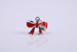 Red Ribbon Charm, Traditional Charm, Made from Solid 925 Grade Sterling Silver, Complete with Attachment Link