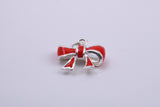 Red Ribbon Charm, Traditional Charm, Made from Solid 925 Grade Sterling Silver, Complete with Attachment Link