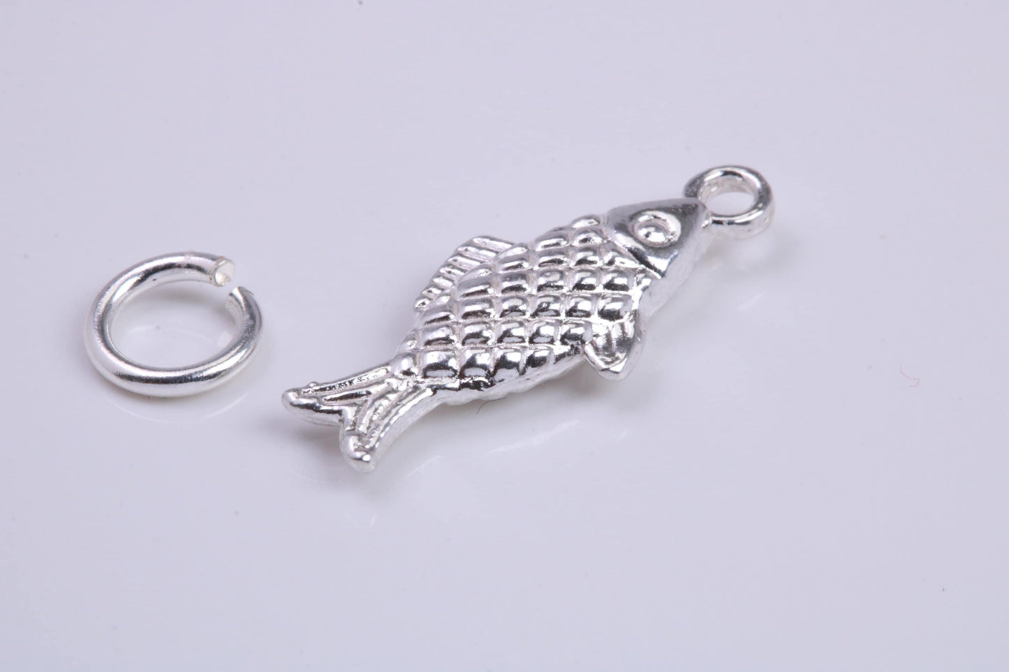 Fish Charm, Traditional Charm, Made from Solid 925 Grade Sterling Silver, Complete with Attachment Link