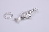 Fish Charm, Traditional Charm, Made from Solid 925 Grade Sterling Silver, Complete with Attachment Link