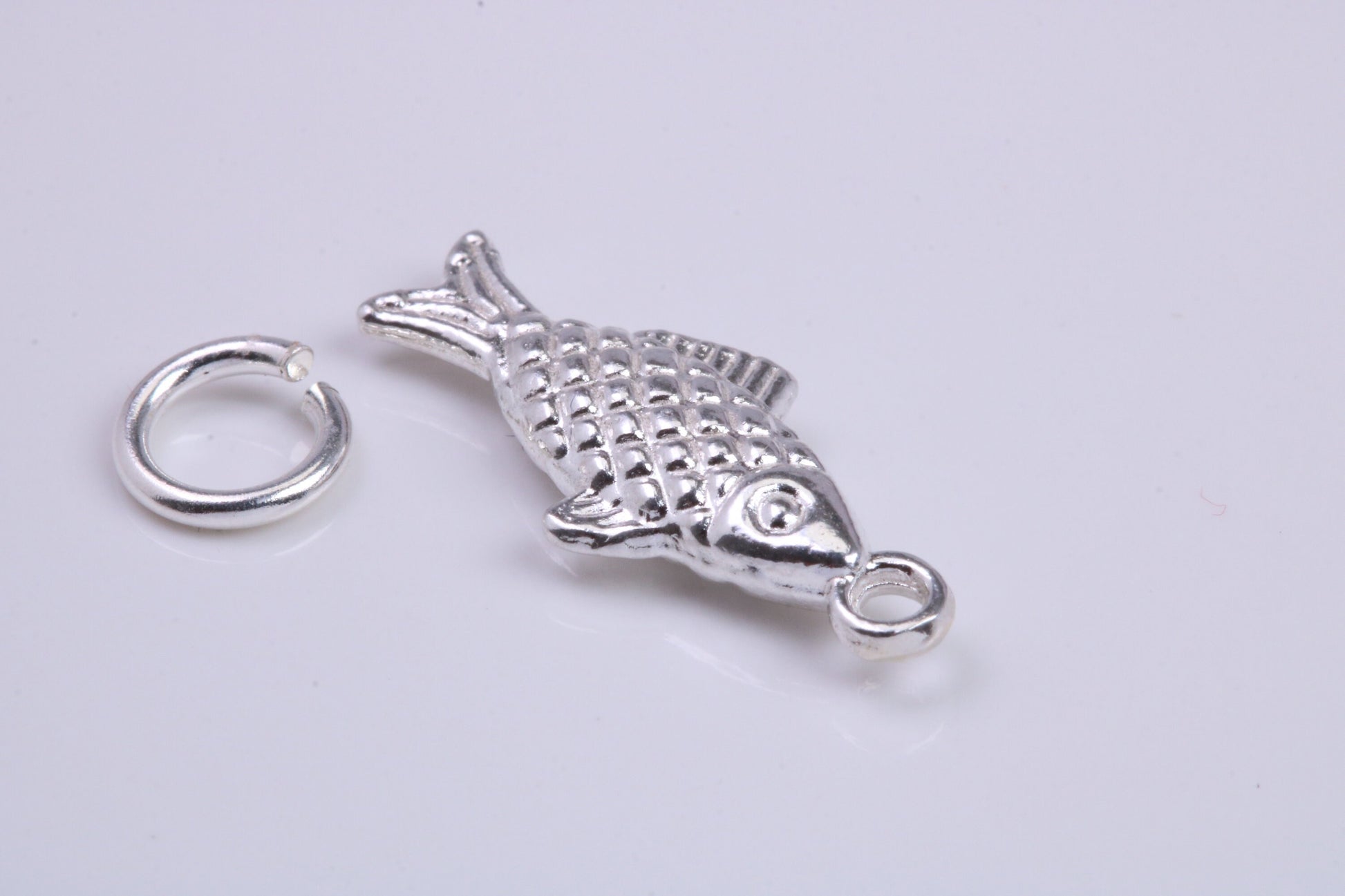 Fish Charm, Traditional Charm, Made from Solid 925 Grade Sterling Silver, Complete with Attachment Link