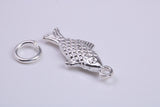 Fish Charm, Traditional Charm, Made from Solid 925 Grade Sterling Silver, Complete with Attachment Link