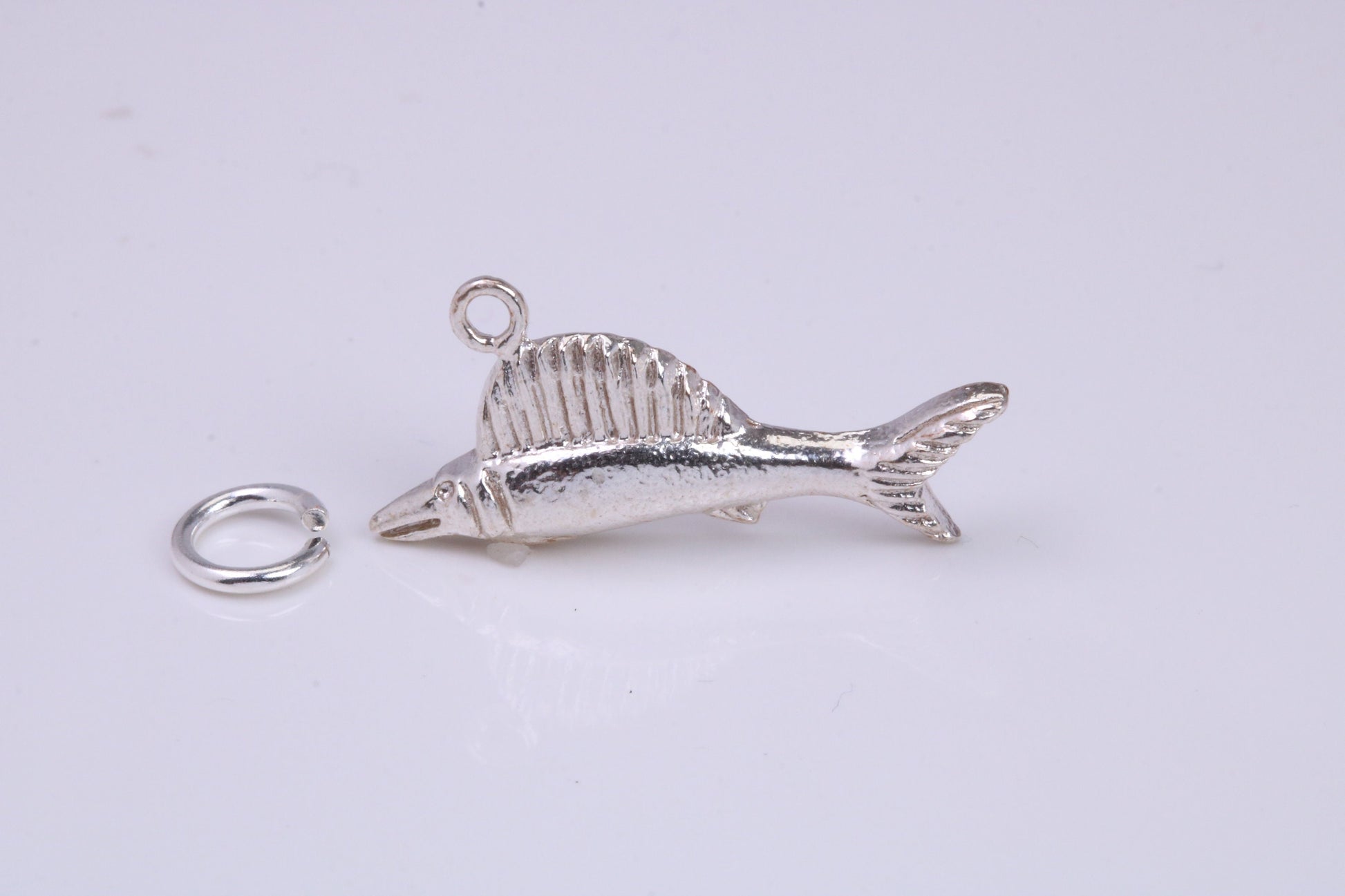 Sail Fish Charm, Traditional Charm, Made from Solid 925 Grade Sterling Silver, Complete with Attachment Link