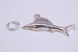 Sail Fish Charm, Traditional Charm, Made from Solid 925 Grade Sterling Silver, Complete with Attachment Link