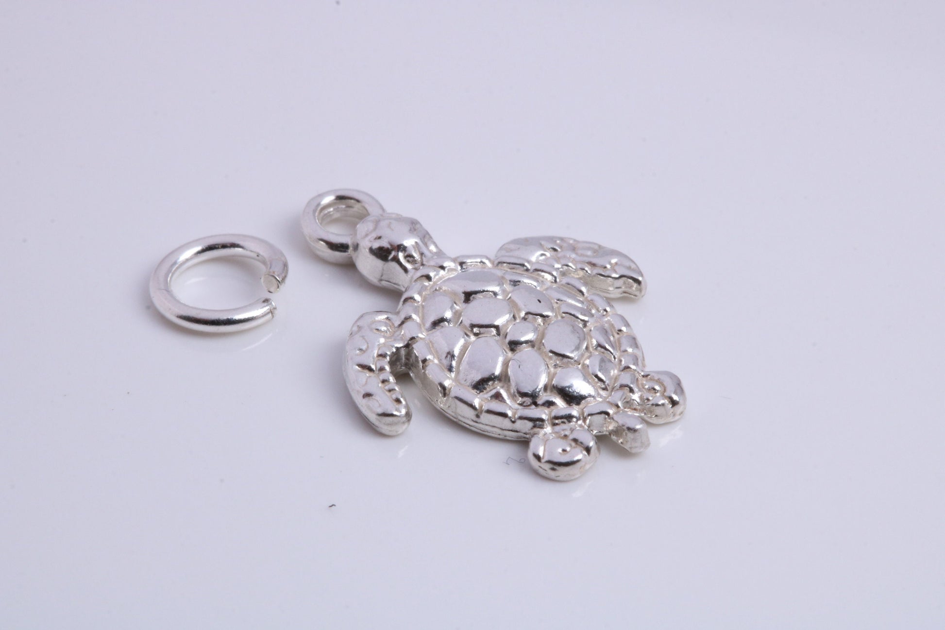 Turtle Charm, Traditional Charm, Made from Solid 925 Grade Sterling Silver, Complete with Attachment Link