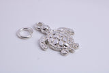 Turtle Charm, Traditional Charm, Made from Solid 925 Grade Sterling Silver, Complete with Attachment Link