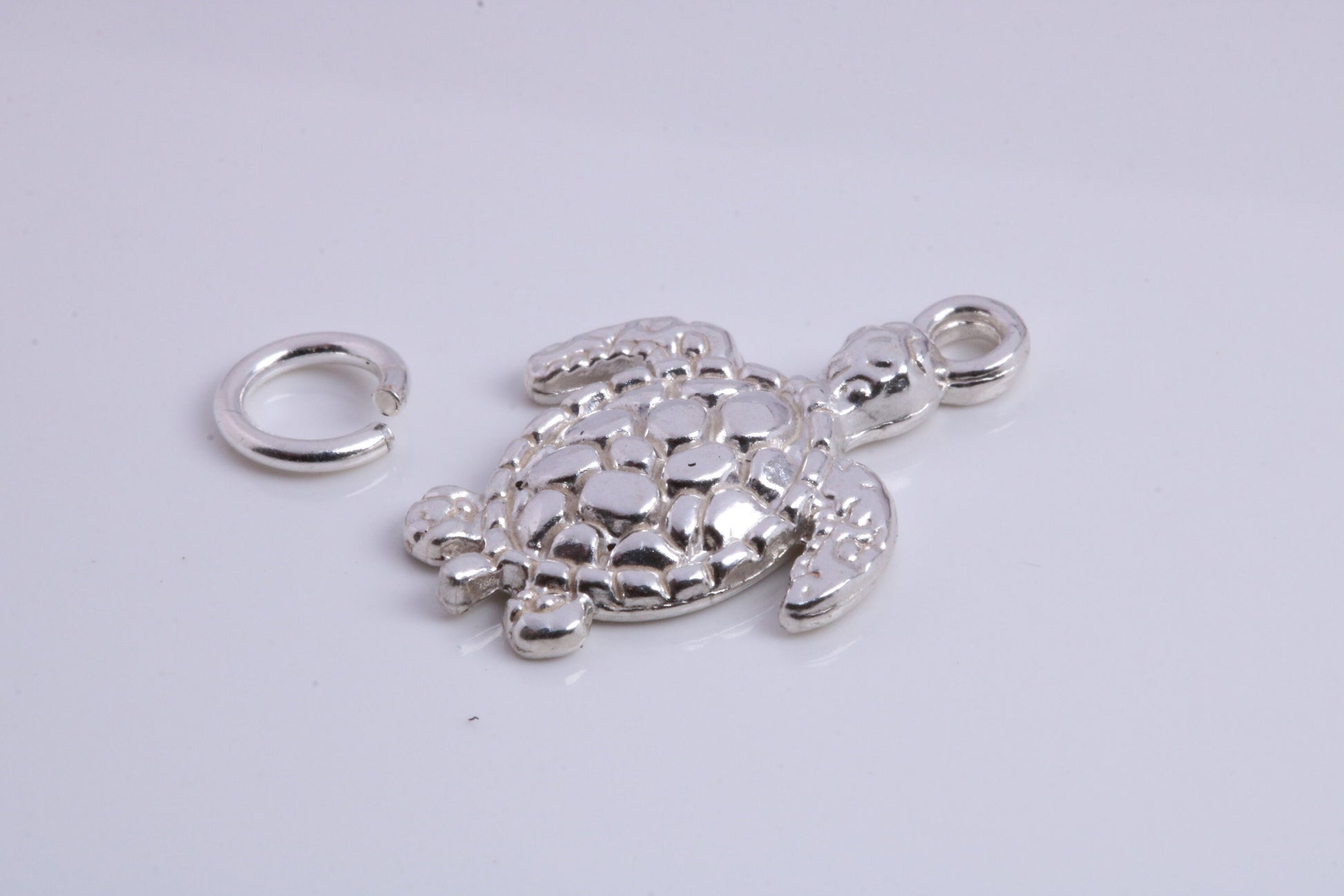 Turtle Charm, Traditional Charm, Made from Solid 925 Grade Sterling Silver, Complete with Attachment Link