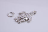 Turtle Charm, Traditional Charm, Made from Solid 925 Grade Sterling Silver, Complete with Attachment Link