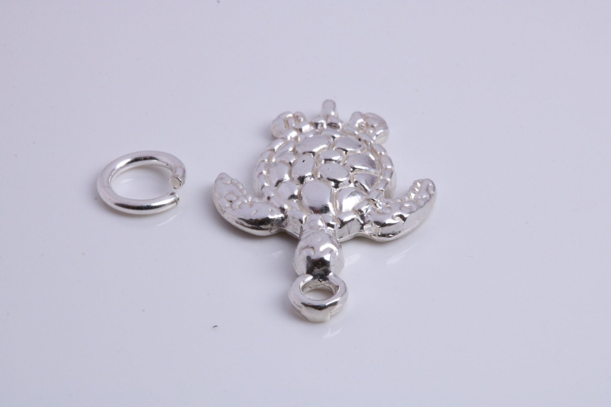 Turtle Charm, Traditional Charm, Made from Solid 925 Grade Sterling Silver, Complete with Attachment Link