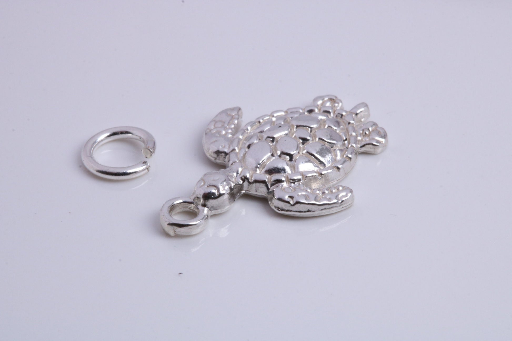Turtle Charm, Traditional Charm, Made from Solid 925 Grade Sterling Silver, Complete with Attachment Link