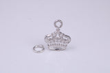 Royal Crown Charm, Traditional Charm, Made from Solid 925 Grade Sterling Silver, Complete with Attachment Link