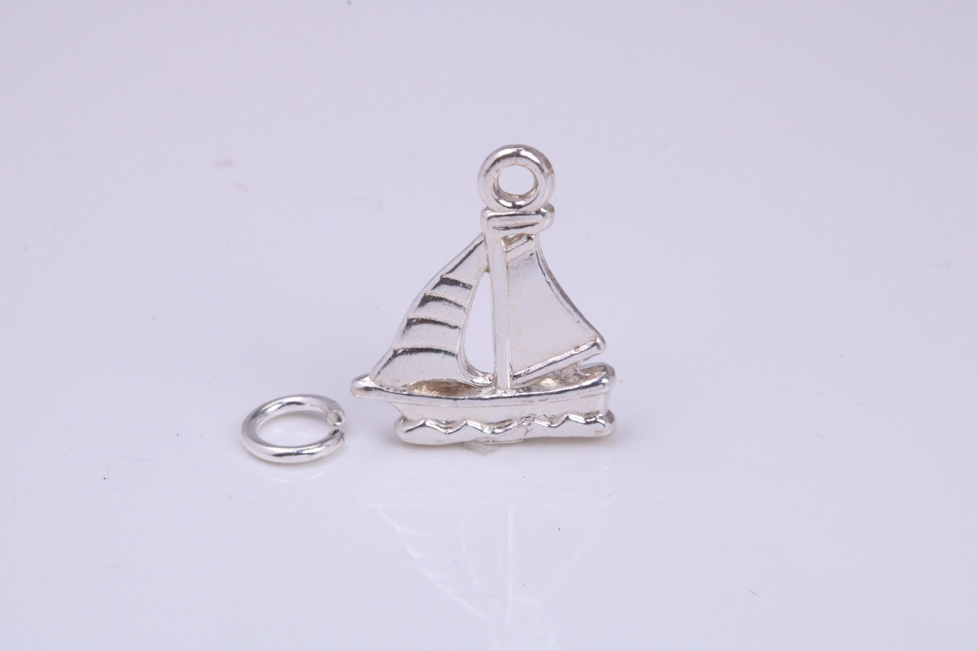 Sailing Boat Charm, Traditional Charm, Made from Solid 925 Grade Sterling Silver, Complete with Attachment Link