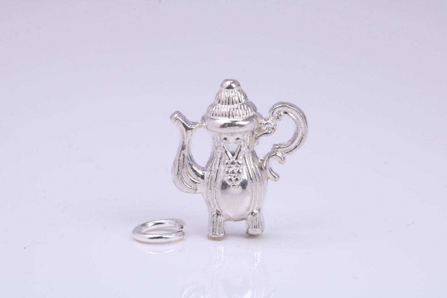 Tea Pot Charm, Traditional Charm, Made from Solid 925 Grade Sterling Silver, Complete with Attachment Link