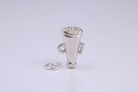 Vintage Megaphone Charm, Traditional Charm, Made from Solid 925 Grade Sterling Silver, Complete with Attachment Link
