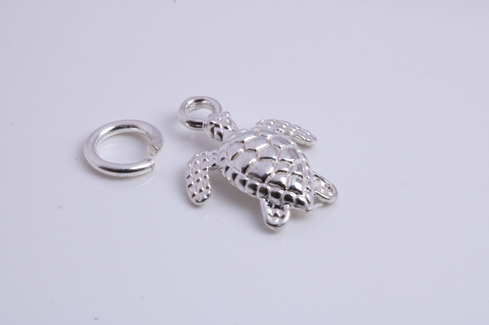 Turtle Charm, Traditional Charm, Made from Solid 925 Grade Sterling Silver, Complete with Attachment Link