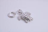 Turtle Charm, Made from Solid Cast Silver, Complete with Attachment Link