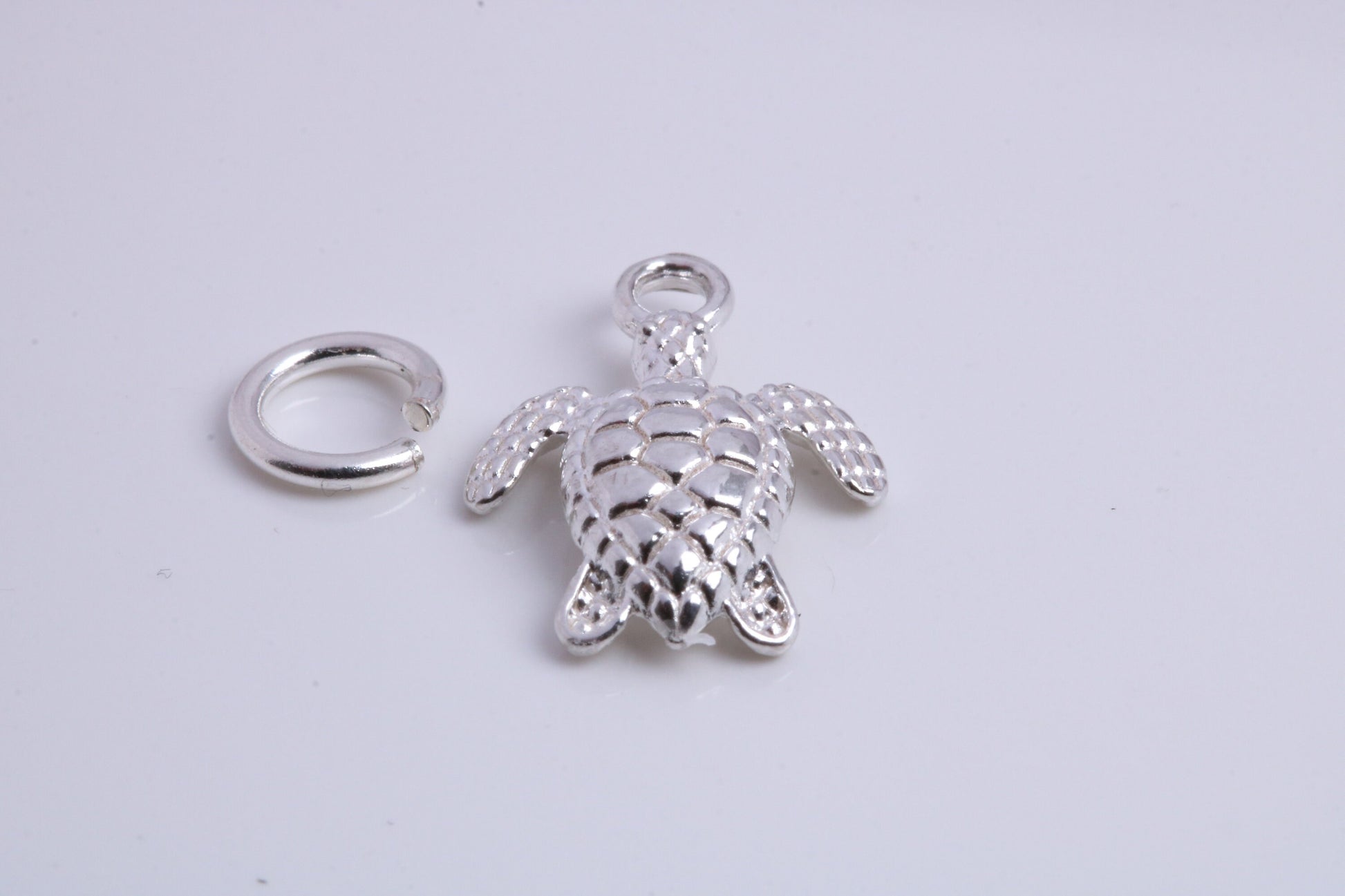 Turtle Charm, Traditional Charm, Made from Solid 925 Grade Sterling Silver, Complete with Attachment Link