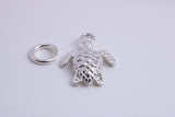 Turtle Charm, Made from Solid Cast Silver, Complete with Attachment Link