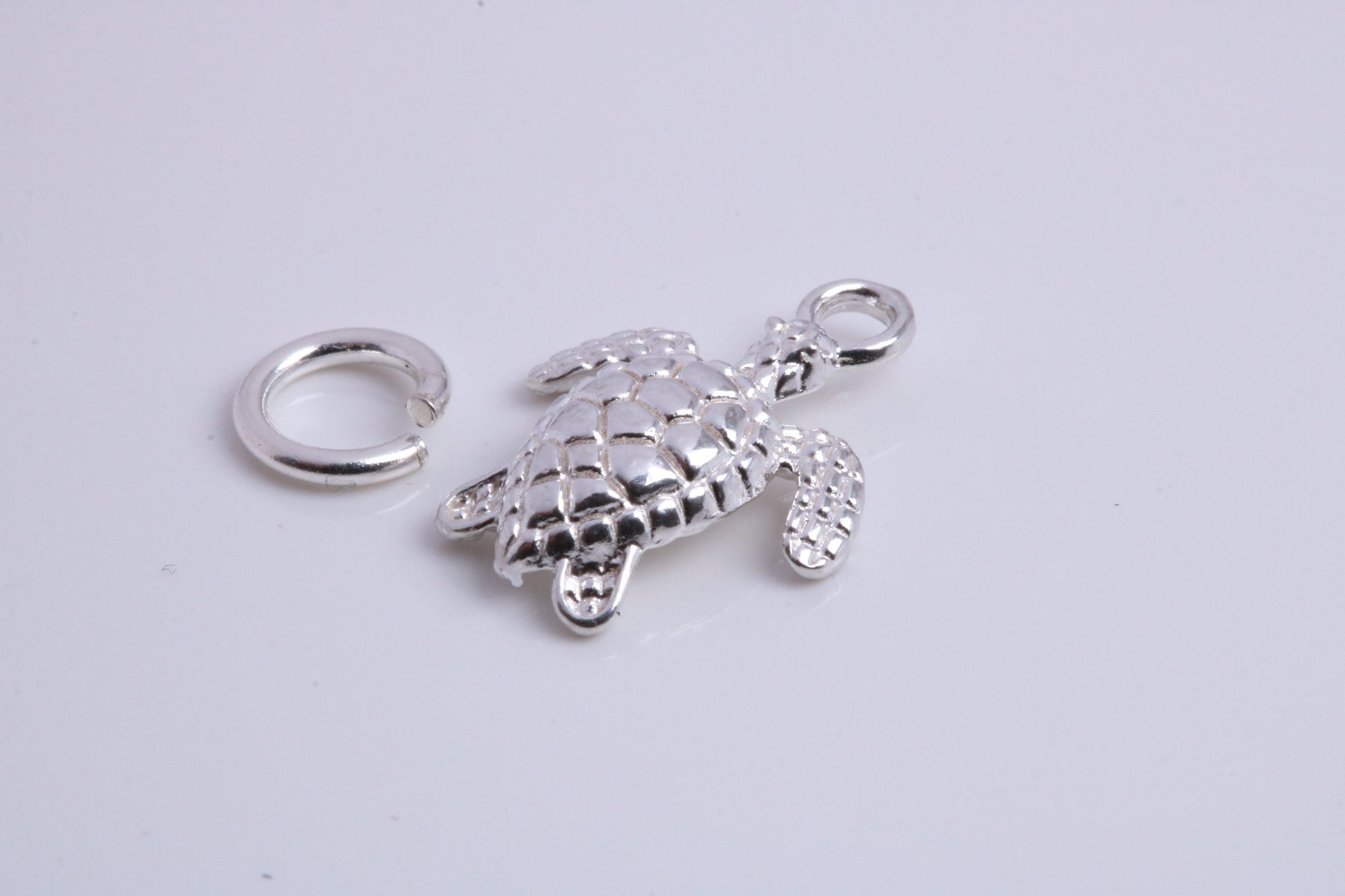 Turtle Charm, Traditional Charm, Made from Solid 925 Grade Sterling Silver, Complete with Attachment Link