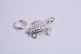 Turtle Charm, Made from Solid Cast Silver, Complete with Attachment Link