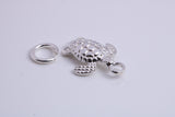 Turtle Charm, Made from Solid Cast Silver, Complete with Attachment Link
