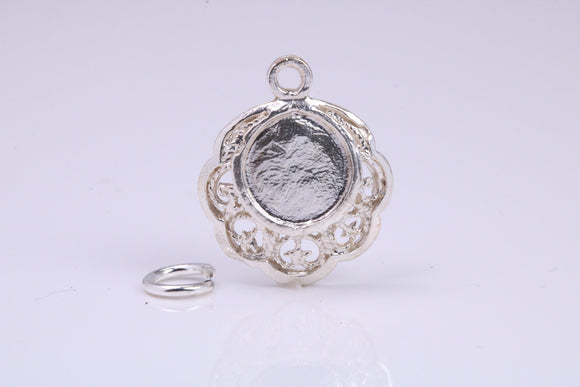 Vintage Mirror Charm, Traditional Charm, Made from Solid 925 Grade Sterling Silver, Complete with Attachment Link