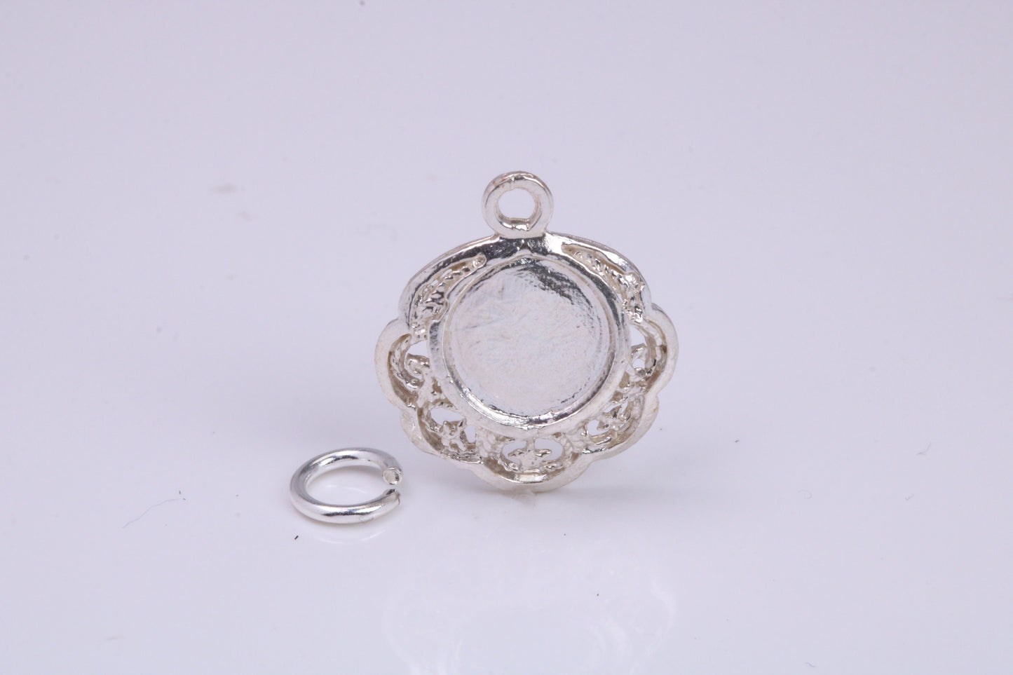 Vintage Mirror Charm, Traditional Charm, Made from Solid 925 Grade Sterling Silver, Complete with Attachment Link