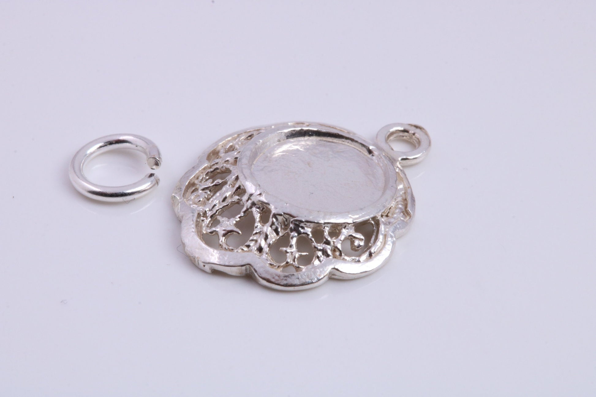 Vintage Mirror Charm, Traditional Charm, Made from Solid 925 Grade Sterling Silver, Complete with Attachment Link