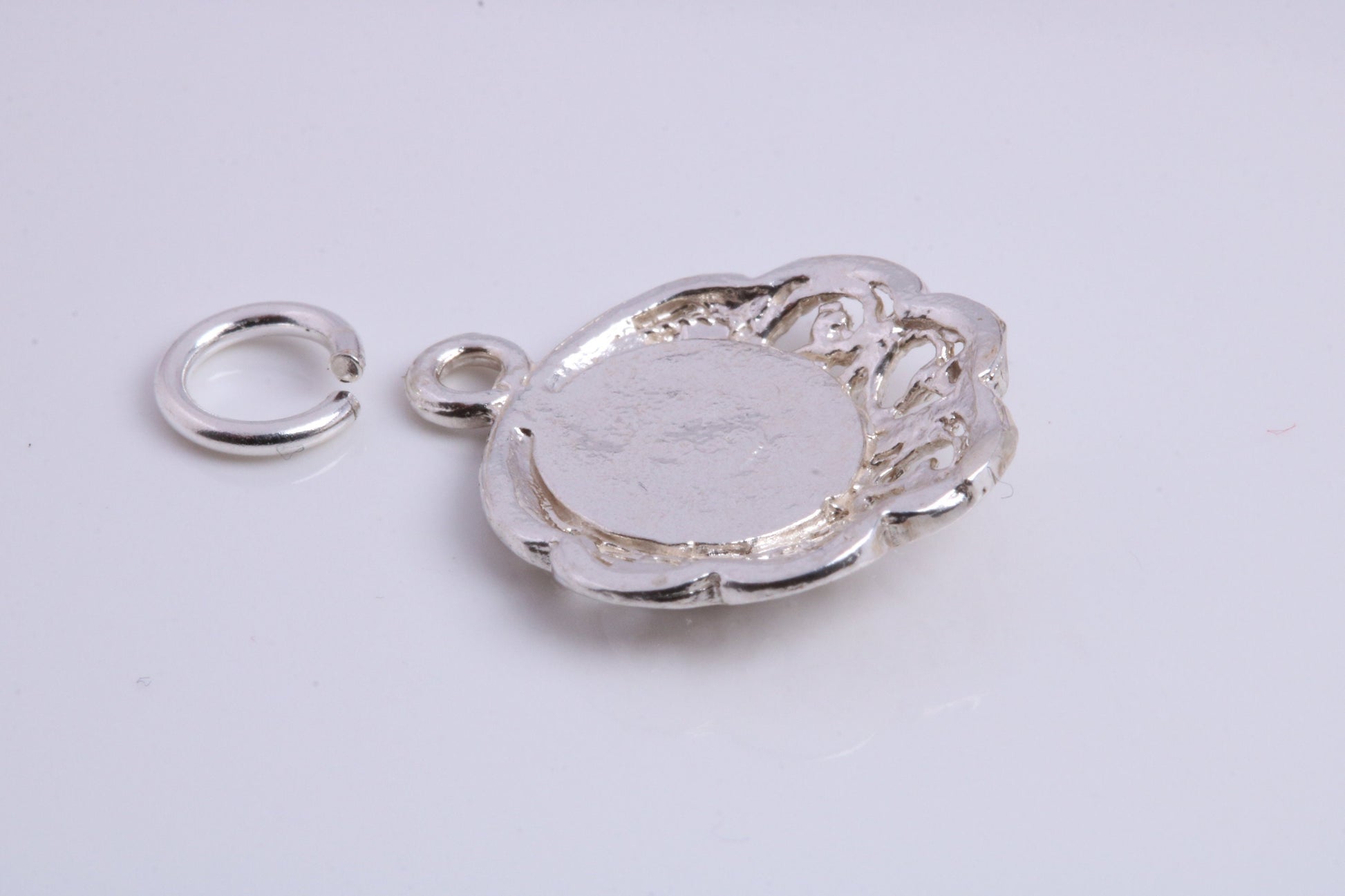 Vintage Mirror Charm, Traditional Charm, Made from Solid 925 Grade Sterling Silver, Complete with Attachment Link