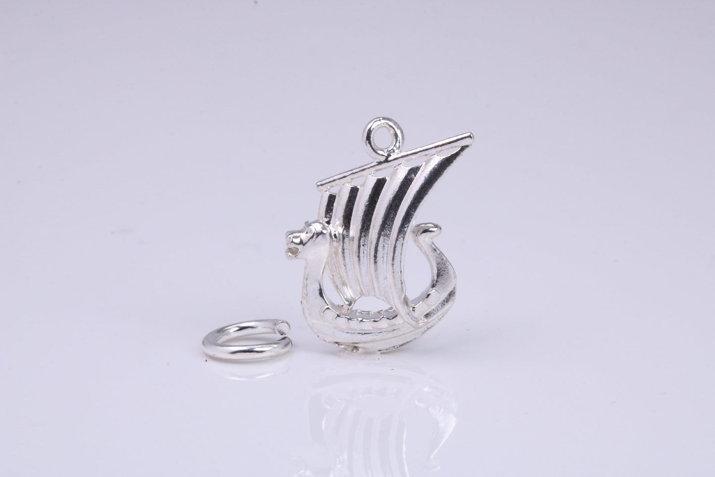 Viking Boat Charm, Traditional Charm, Made from Solid 925 Grade Sterling Silver, Complete with Attachment Link