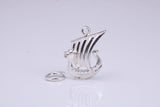 Viking Boat Charm, Made from Solid Cast Silver, Complete with Attachment Link