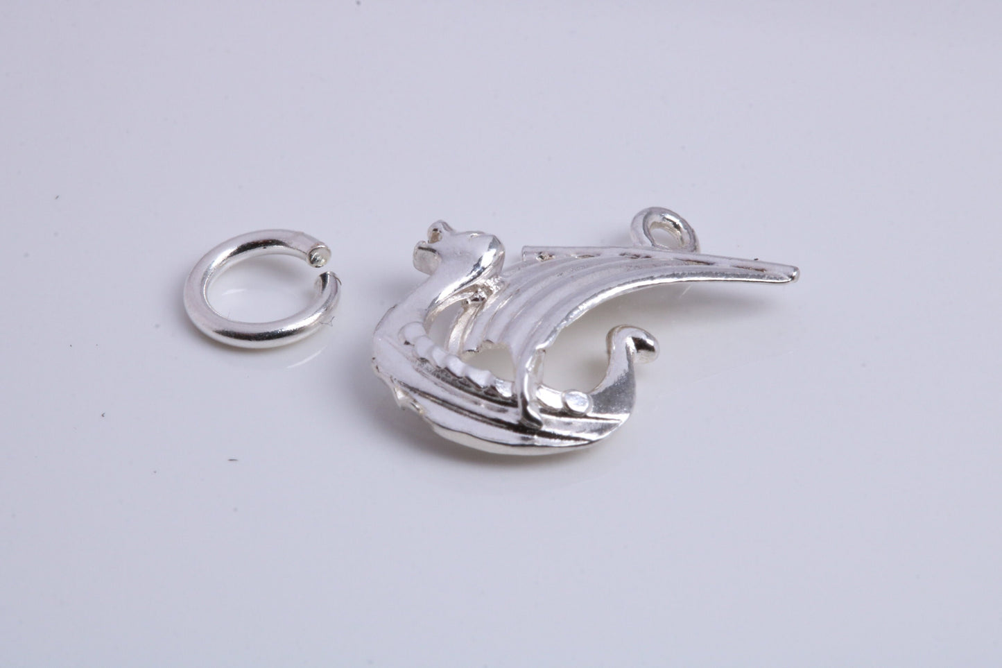 Viking Boat Charm, Traditional Charm, Made from Solid 925 Grade Sterling Silver, Complete with Attachment Link