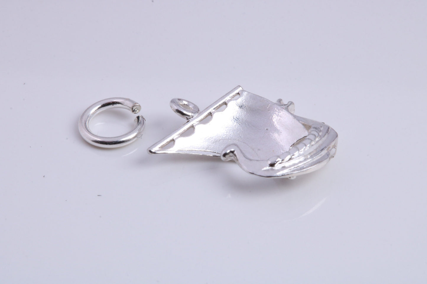 Viking Boat Charm, Traditional Charm, Made from Solid 925 Grade Sterling Silver, Complete with Attachment Link