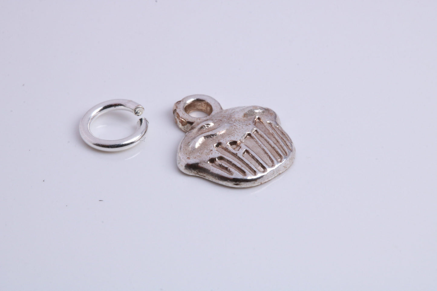 Cup Cake Charm, Traditional Charm, Made from Solid 925 Grade Sterling Silver, Complete with Attachment Link